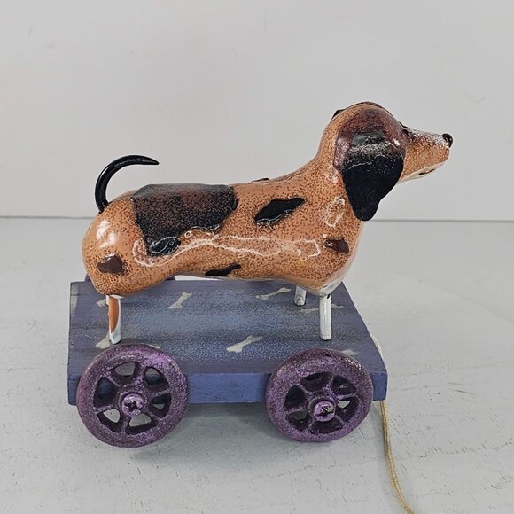 Ganz Metal Dachshund Puppy Dog Pull Toy Folk Art Inspired Figure - Picture 4 of 7